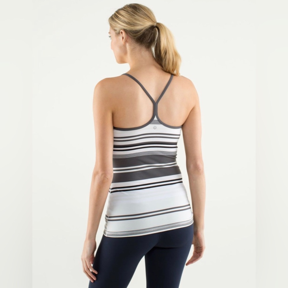 Lululemon Power Y Tank Luon Black White Tan Women's Tank Top Size 8 - Picture 3 of 7